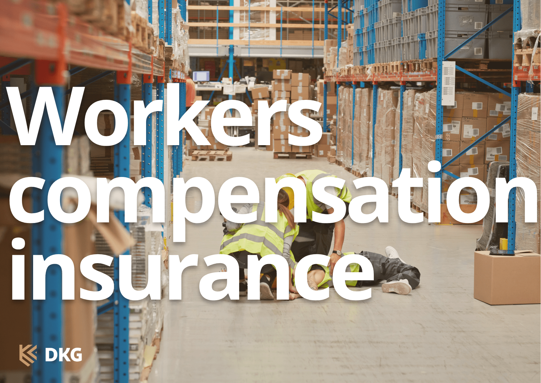 Image of an injured employee with two people helping with the heading workers compensation insurance
